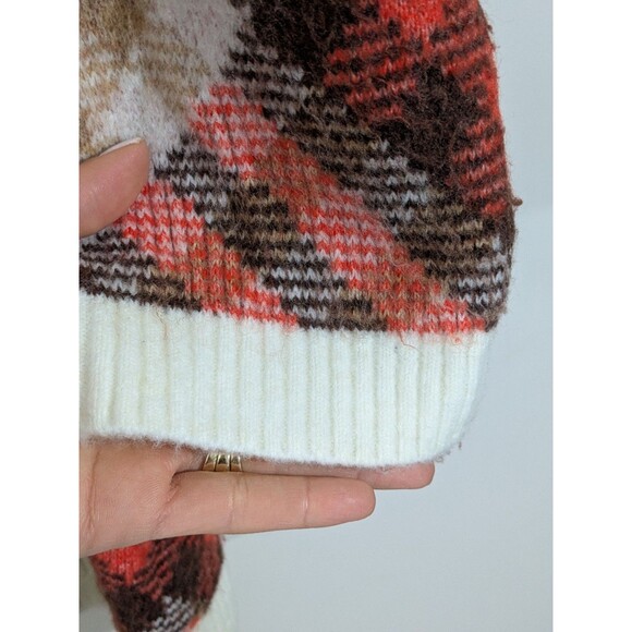 TALBOTS Ivory Brown Orange Argyle Gold Buttons Classic Soft Cardigan Plus SZ 2X - Picture 8 of 11